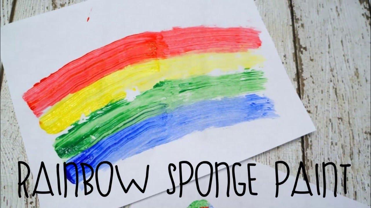 Rainbow Sponge Painting on the Easel