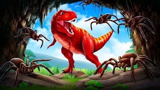 Evil Jurassic Spider Cave: Trex Dinosaur Under Siege by Giant Spiders! | Jurassic Park Adventures