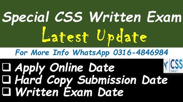 Special CSS 2023 written Exam Online Apply Date | Latest Update | Apply Online