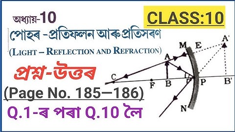 Class10: Science/Ch10/ Light/পোহৰ/ Page-185/186 ৰ প্ৰশ্নাৱলীৰ Q.1 ৰ পৰা Q.10লৈ সমাধান