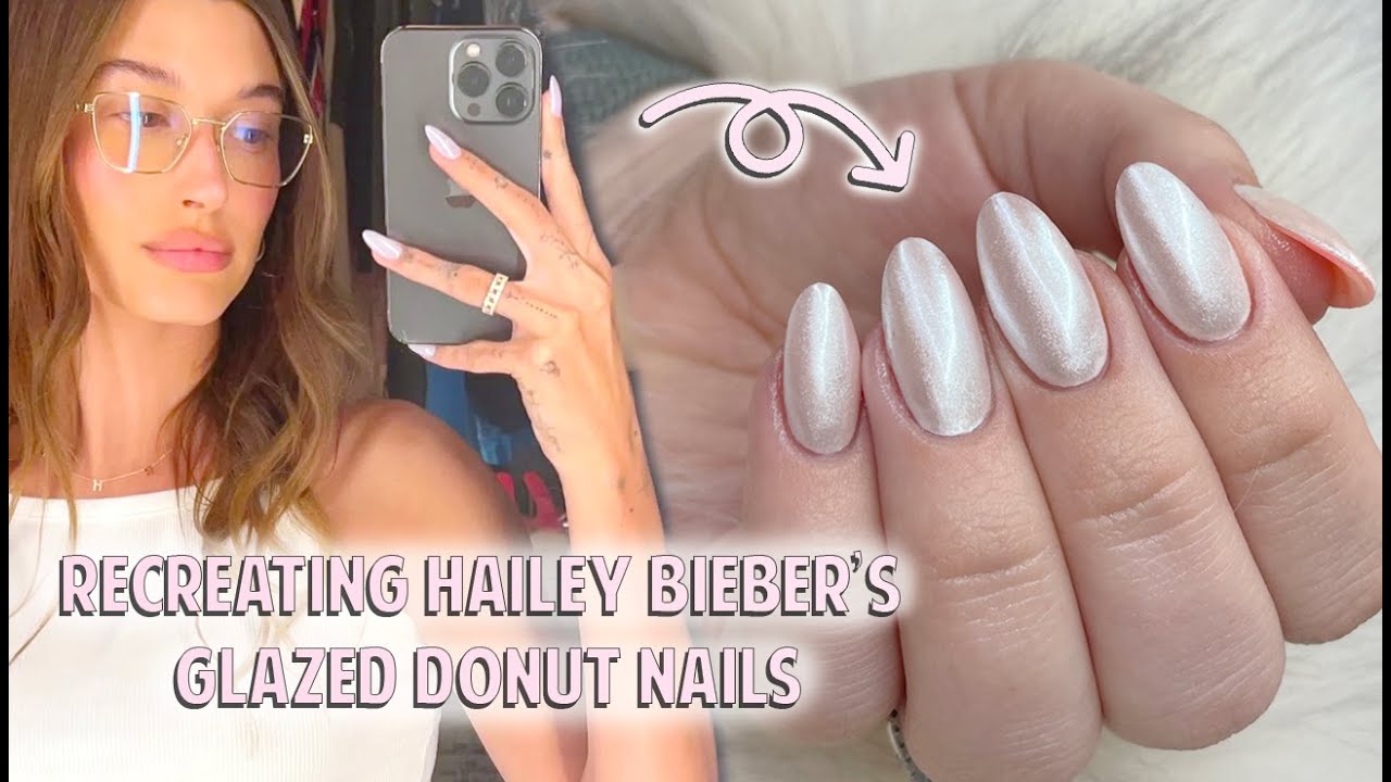 33 Hailey Bieber Glazed Donut Nails : Pearl on Pearl 1 - Fab Mood