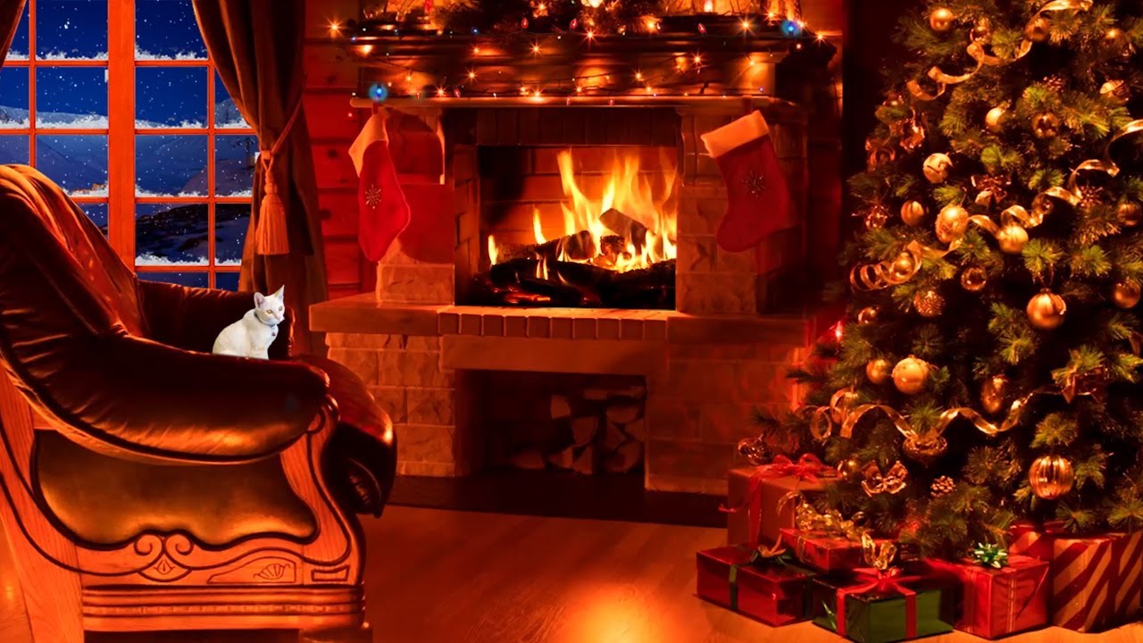 Christmas ambience | Relaxing Christmas Piano Music with Crackling ...