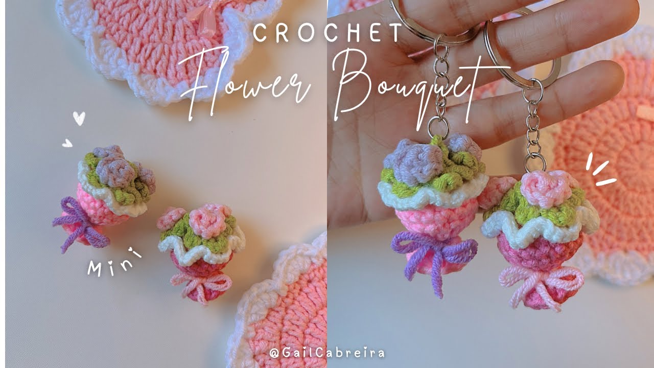 Crochet Mini Flower Bouquet for Keychain 🌸