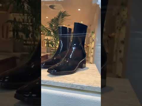 Black patent leather heeled boots are a good option ~ Bared Footwear Sydney