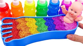 Satisfying Video l Mixing All My Slime Smoothie Rainbow Foot Bathtub Glitter ASMR #12 | BiBi Asmr