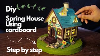 How to Make Miniature House Using Cardboard| Diy Spring Cottage from Cardboard |Relaxing video craft