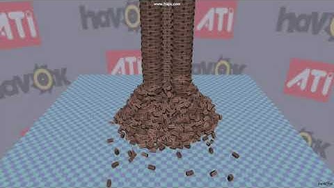 ATI  Havok Physics Demo Wall 2 from 2007 - Crossfire GPU with 3 GFX cards and physics