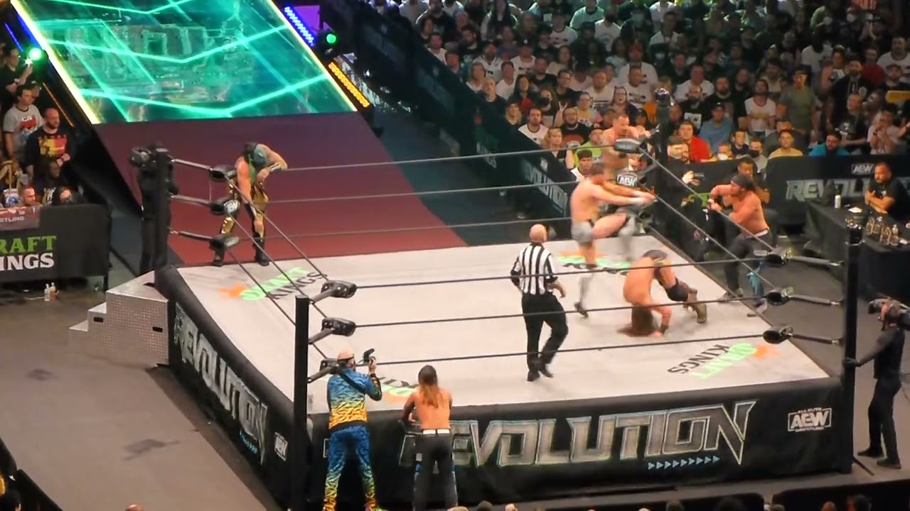 The Young Bucks w/Brandon Cutler vs Jurassic Express vs reDRagon at AEW Revolution 2022