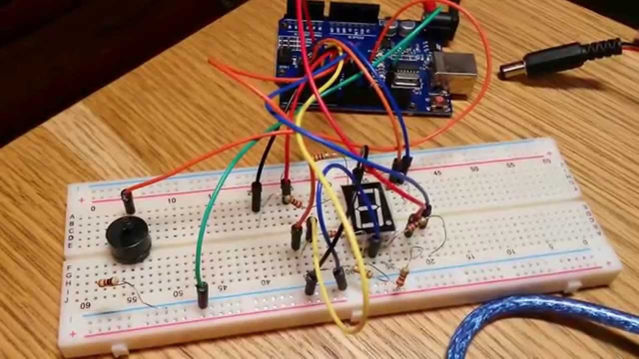 Arduino + buzzer + 7 segment indicator - YouTube