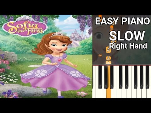 Sofia the First Theme Song (SLOW) Right Hand Easy Piano Tutorial