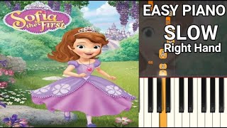 Sofia the First Theme Song (SLOW) Right Hand Easy Piano Tutorial