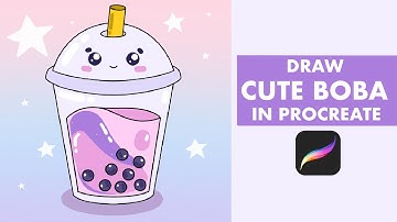 Cute BOBA Anyone Can Draw - Step By Step Procreate Tutorial For Beginners - Easy Bubble Tea Drawing