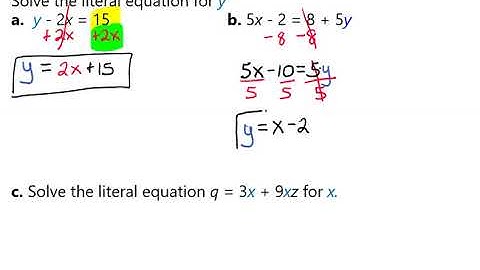 Solving Literal Equations for a Single Variable Video