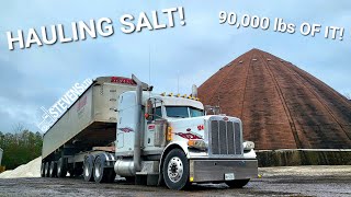 TRUCKING SALT In A LARGE CAR PETERBILT ! From Pick Up, To Dump Off !