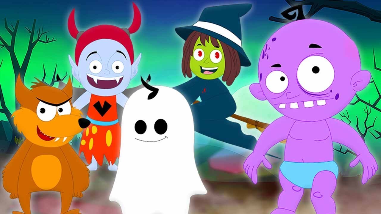 Fem små monster | halloween sång | skrämmande rim för barn | Five Little Monsters In English