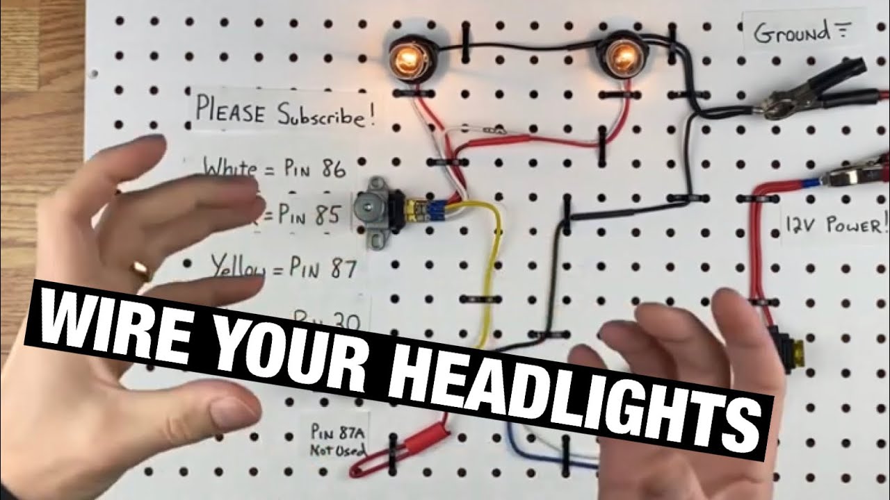 How To Wire A Headlight Relay For Sealed Beam Round \U0026 Rectangle Lights W/ Floor Dimmer Switch.