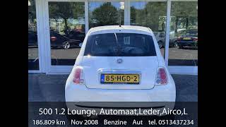 Fiat 500 1.2 Lounge, Automaat,Leder,Airco,Lmv,Radio/cd