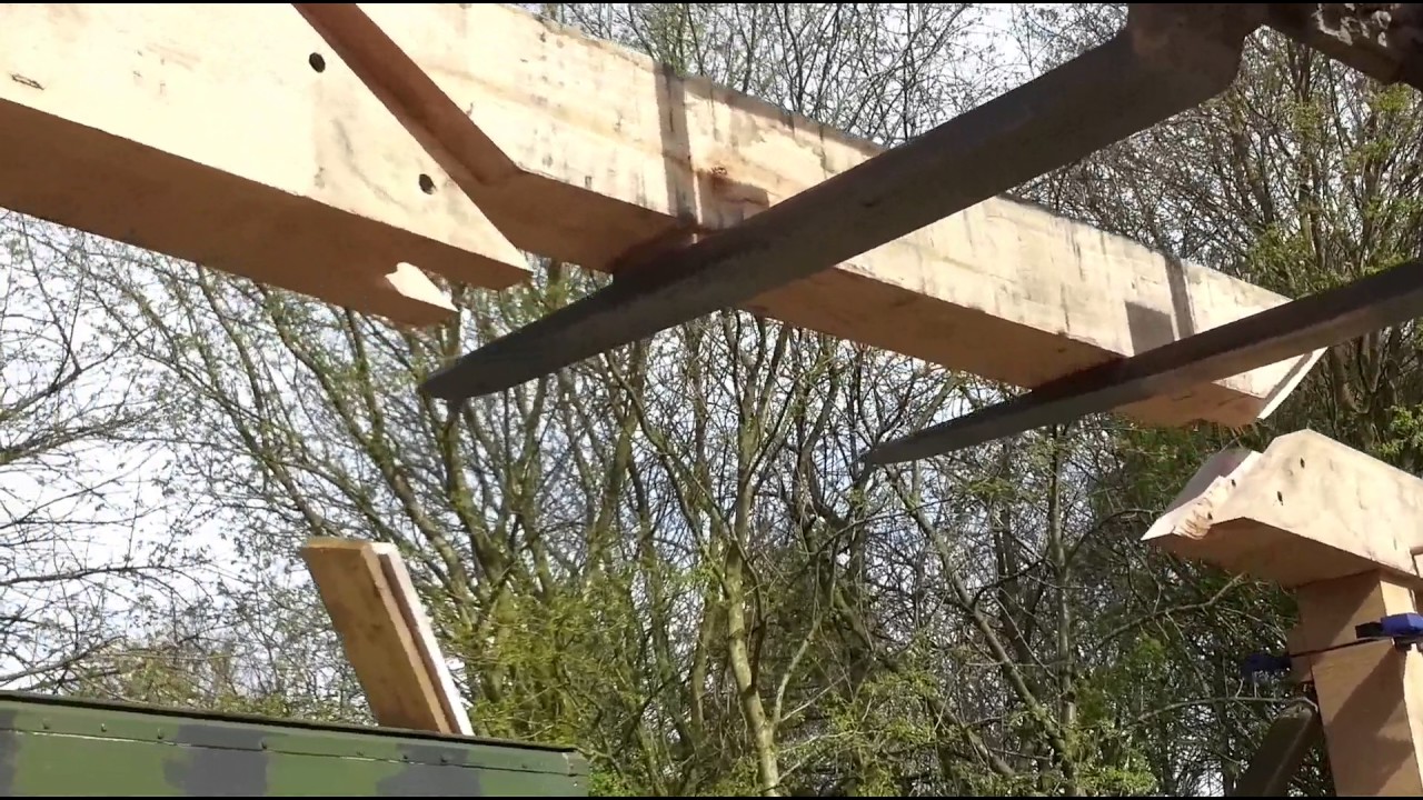 Green English Oak Carport Made Traditional Way Frames Open