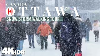 Ottawa Canada Snow Storm Winter 2024 Walking Tour in 4K UHD (HDR) 60 fps