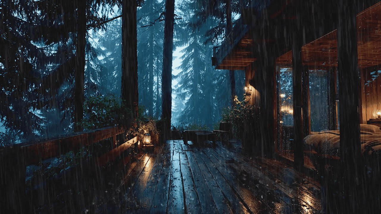 Forest Cabin Rain Sounds 🌲 | Quiet Night Ambience to Sleep Fast - YouTube