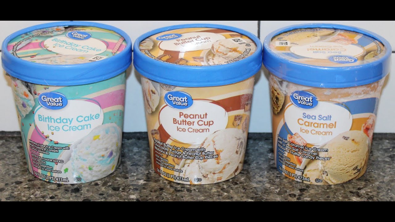 Great Value (Walmart) Ice Cream: Birthday Cake, Peanut Butter Cup & Sea  Salt Caramel Review 