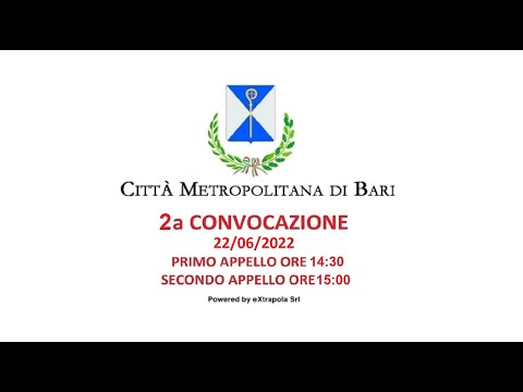 Consiglio Metropolitano di Bari  del 22 Giugno 2022 ore 14:30