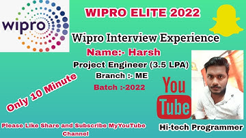 WIPRO ELITE 2022|Wipro NON-CSE  Interview  Experience |HARSH|Interview Preparation|coding|2022|WIPRO