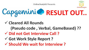 Capgemini Result is out | Did you get interview Call ? what after work style report