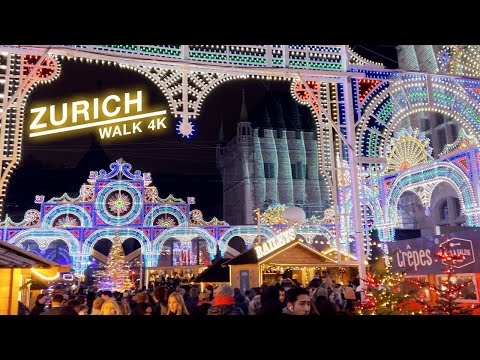 zurich-main-station-walk-christmas-market,-bahnhofstrasse,-illuminarium-(4k,-60-fps),-december-2022