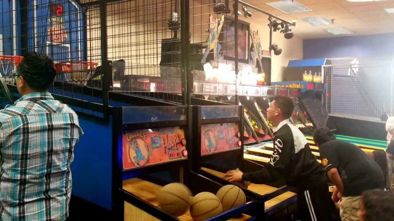 My son playing Basketball Chucky cheese