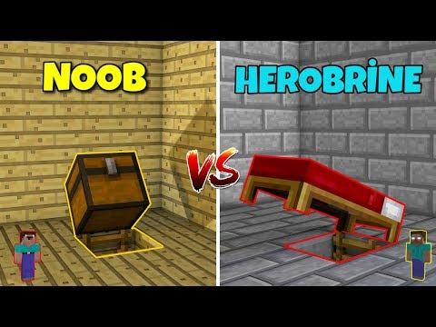 NOOB VS HEROBRİNE (Gizli ev yapmak) - Minecraft