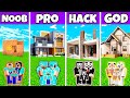 minecraft battle : new prime modern house build challenge - noob vs pro vs hacker vs god