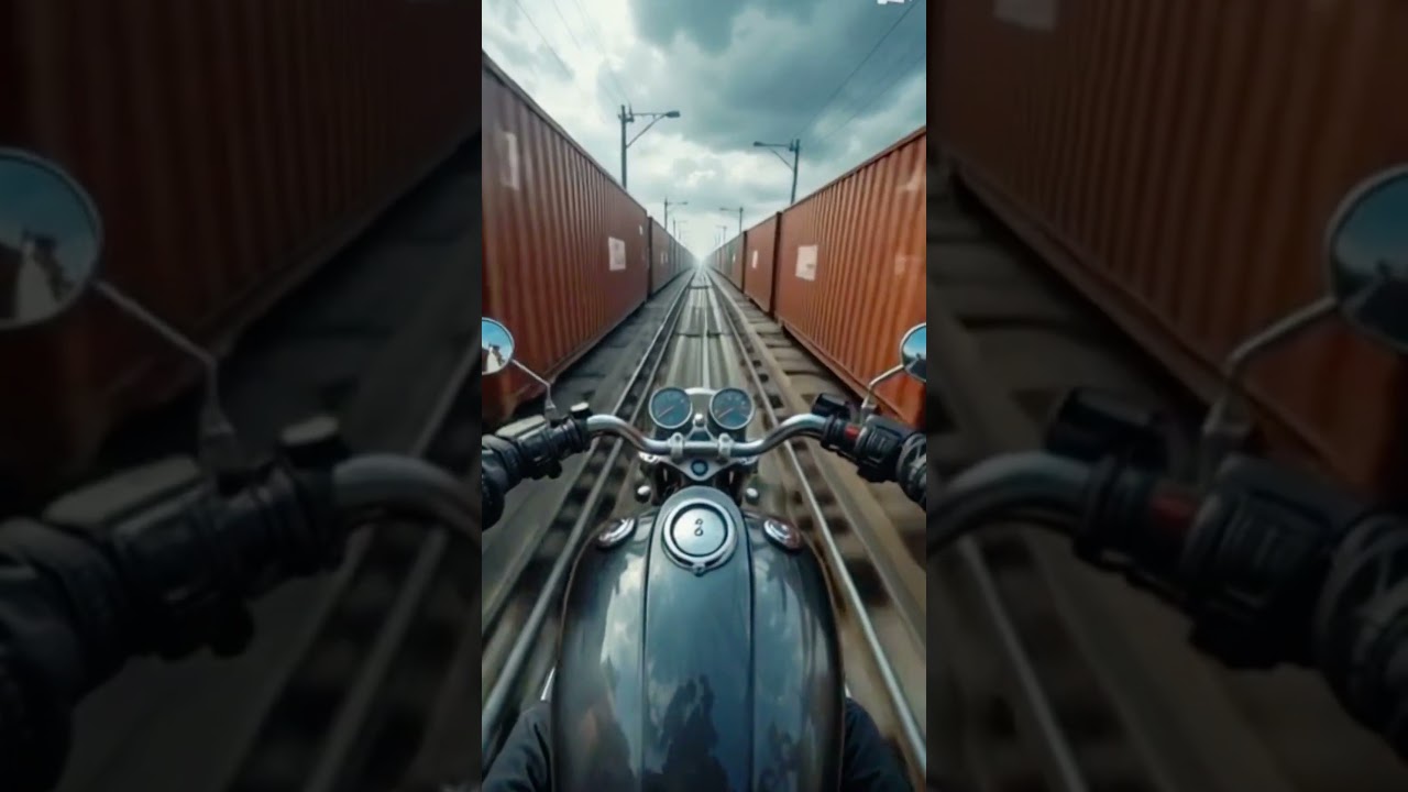 POV 4K Motorcycle Ride on a Moving Train | Epic AI Cinematic Action 