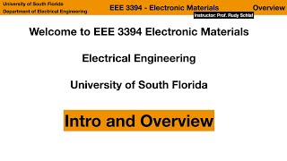 EEE 3394.901 Electronic Materials: Overview and Welcome