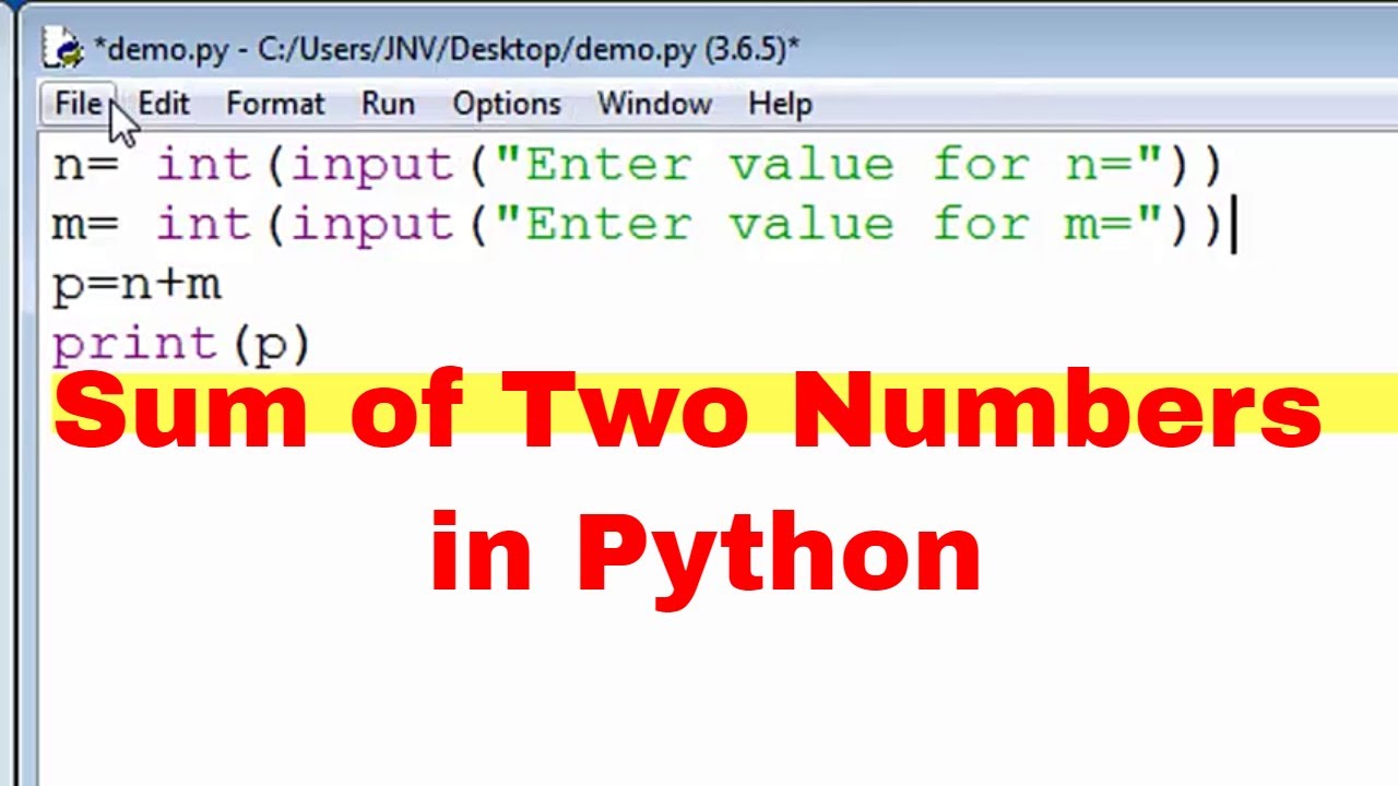 Sum of two numbers using Python - Python Programming