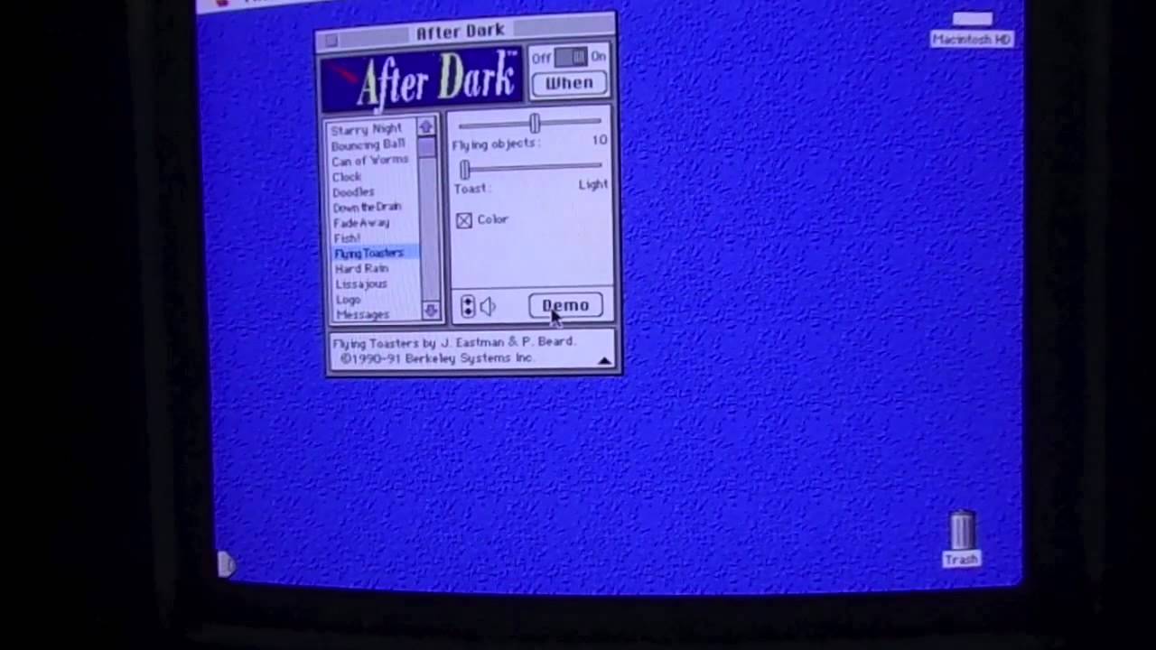 AfterDark Screensaver for MacOS circa 1991 module demonstration YouTube