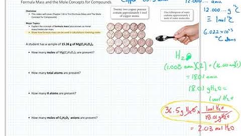 Formula Mass and the Mole Concept in Compounds Part I