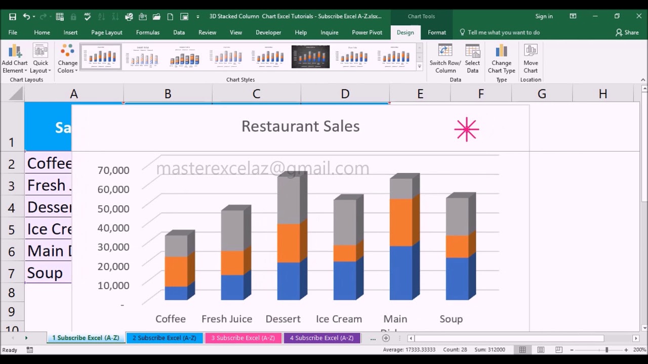 How to make a 3D Stacked Column Chart in Excel 2016 - YouTube