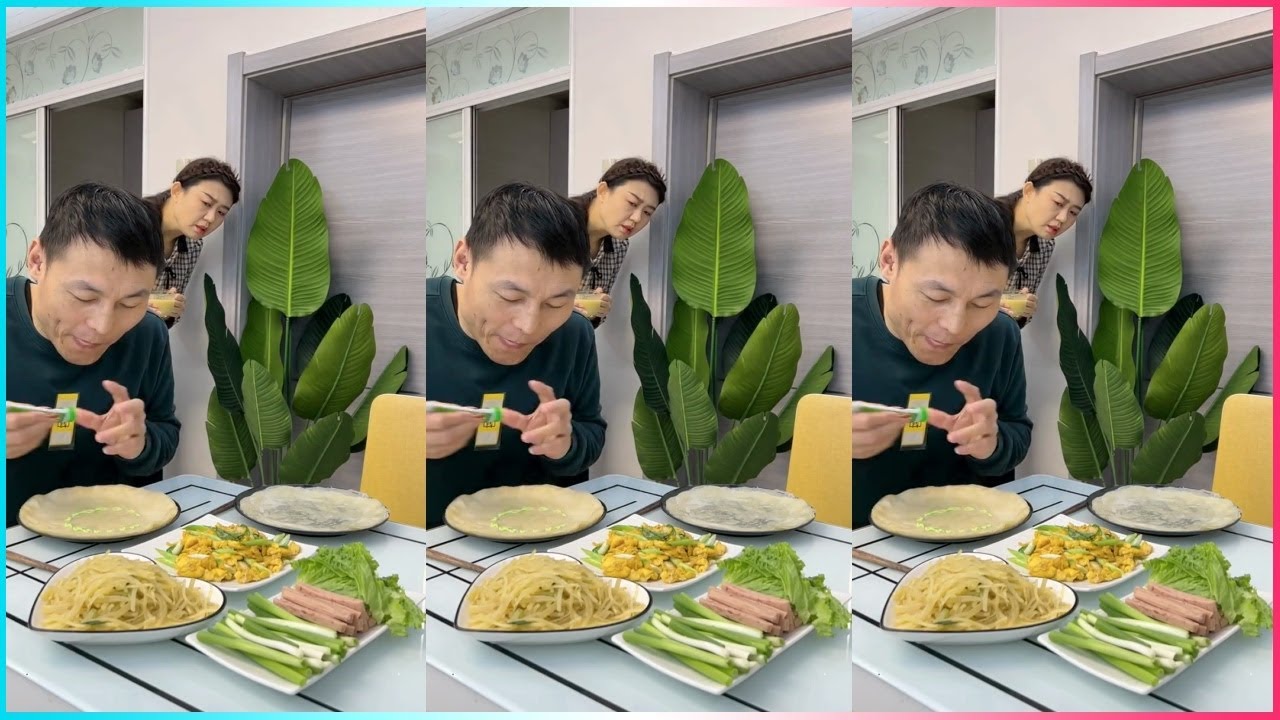 😂🍟 Кто победит в этом соревновании по поеданию еды? Хаос между мужем и женой! 🤣 #совместноесоревн...