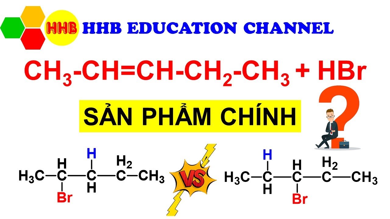 CH3-CH=CH-CH2-CH3 + HBr | 2-Pentene + HBr | Cộng ái điện tử | Electrophilic addition