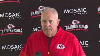 Chiefs special teams coach assistant head coach Dave Toub addresses reporters at training camp