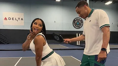 Toya Johnson-Rushing and her Husband Robert Rushing try Pickle ball for the first time