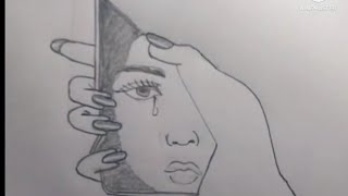 رسم بنت حزينه بالقلم الرصاص بطريقة سهلة للمبتدئين|رسم سهل|Draw a sad girl in pencil