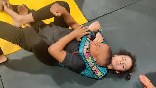 Brazilian BJJ no-gi , 12 year old  girl vs boy submission  with brutal rear naked choke!