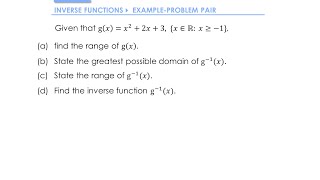 Functions » 6.2 Inverse Functions » Example (A-Level Maths)