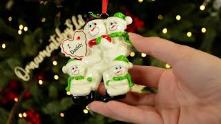 Ornaments by Elves: Personalized Snowman Dad and 3 Kids Single Parent Ornament OBE-rm946-3
