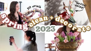 🌸SPRING CLEAN, DECLUTTER + DECORATE W/ME 2023🌸 Minimalist, Thrifted/Vintage Decor Haul! DIY WREATH