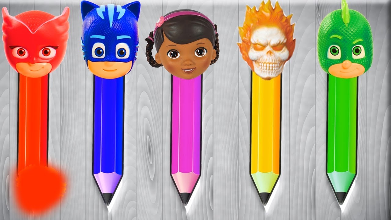 Wrong Colors PJ Masks Doc mcstuffins Finger Family Wrong Pencil Heads ...