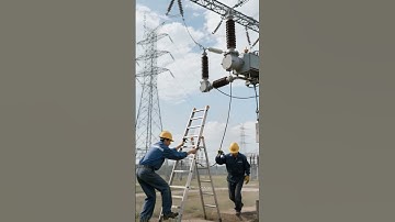 Substation Disaster! ⚡ Worker FALLS From Ladder After Short Circuit 😨 #shortvideo #viralvideo