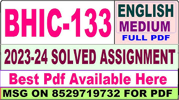 bhic 133 solved assignment 2023-24 || bhic 133 solved assignment 2024 in English || bhic 133 english